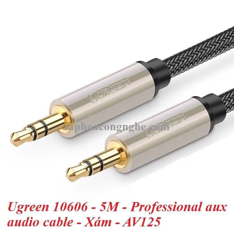 Ugreen 10606 5M màu Đen Cáp âm thanh 2 đầu 3.5mm dương cao cấp AV125 30010606